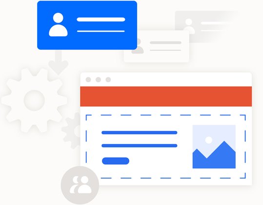 An illustrated depiction of how user profiles help segment your market and display personalized content. 