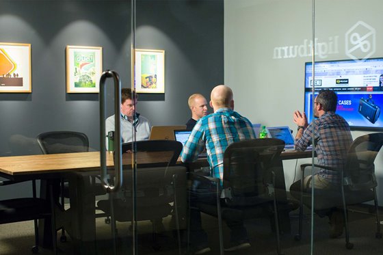 Lightburn Digital Marketing team members in a meeting. 