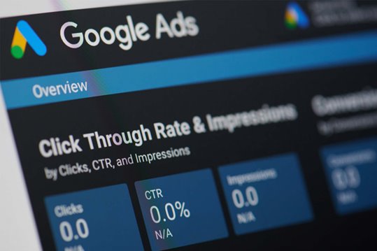 Close-up of Google Ads dashboard screen