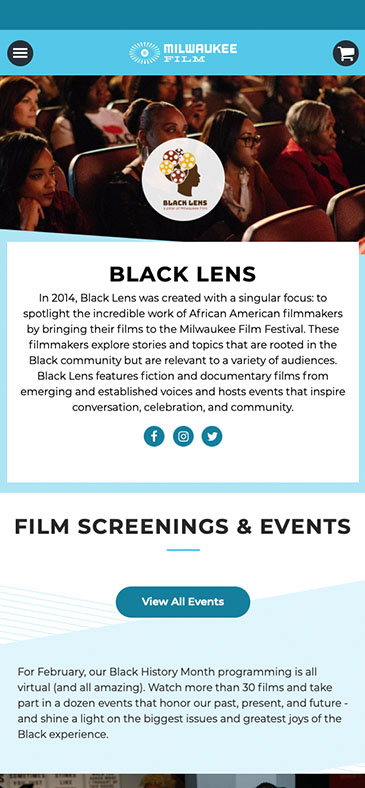 Web design on mobile for Milwaukee Film. 