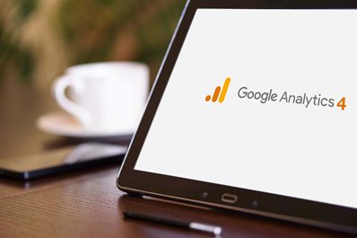 Screen with Google Analytics 4 logo