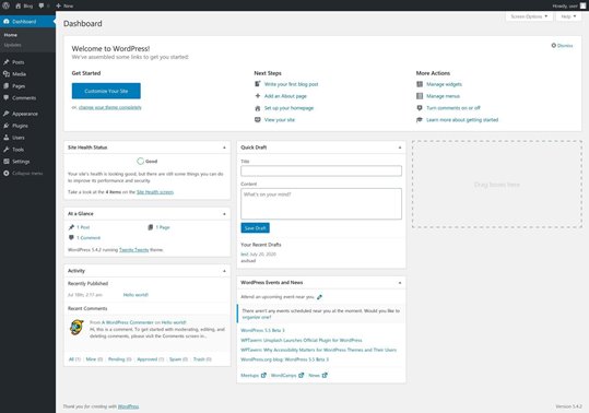 A screenshot of the WordPress admin dashboard.