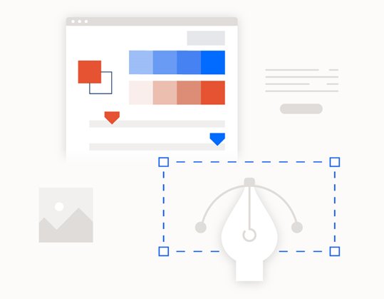 An illustrated depiction of user experience and user interface design elements.