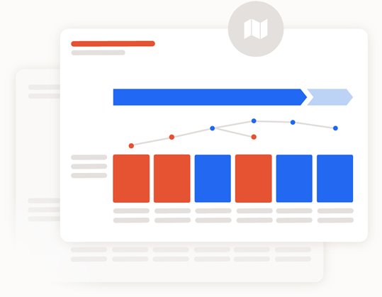 An illustrative depiction of user journey maps the profile showing how a customer might filter through the sales funnel.