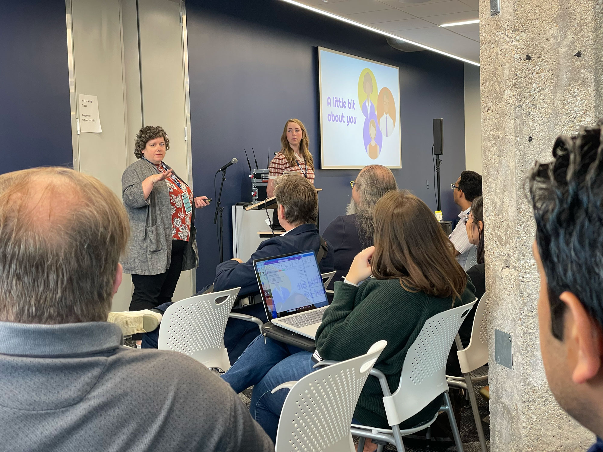 Nora and Stacy speaking at the Umbraco event